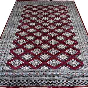 6X9 Red Color Bokhara Rug - 1.80x2.75 Rug - Table Rug - Wool Rug - Living Room Rug - Hand knotted Rug - Area Rug - Washable Rug