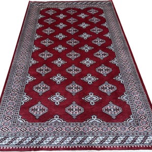 5X8 Red Color Bokhara Rug - 1.50x2.50 Rug - Table Rug - Wool Rug - Living Room Rug - Hand knotted Rug - Area Rug - Washable Rug