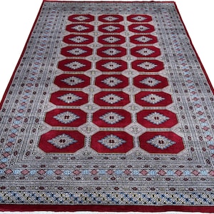 6X9 Red Color Bokhara Rug - 1.80x2.75 Rug - Table Rug - Wool Rug - Living Room Rug - Hand knotted Rug - Area Rug - Washable Rug