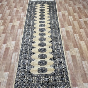 2.6x8 Beige Color Bokhara Rug - Runner Rug - Hallway Rug - Stairs Rug - Bukhara Rug - Living Room Rug - Woolen Rug - Afghan Rug