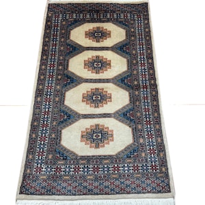 2.6X4 Beige Color Bokhara Rug - 0.80x1.20 Rug - Bedroom Rug - Luxury Rug - Area Rug - Turkish Rug - Fine Quality Rug - Afghan Rug