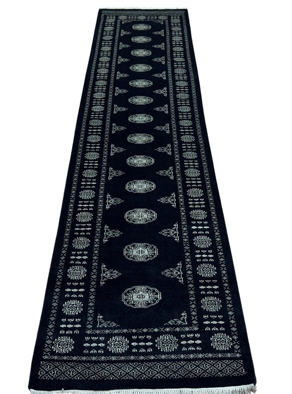 70x300 Schwarzer Teppich Läufer - Teppich Läufer - Wollteppich - Handgeknüpfter Teppich - Handgeknüpfter Teppich - Handgeknüpfter Teppich