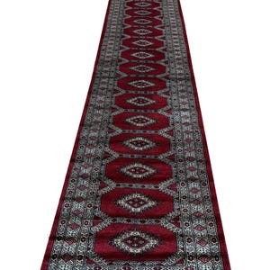 2.6x14 Red Color Bokhara Rug - 0.80x4.25 cm Rug - Hallway Rug - Stairs Rug - Bukhara Rug - Runner Rug - Woolen Rug - Afghan Rug
