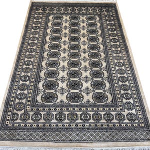 4.6X6.6 Beige Color Bokhara Rug - 1.50x2.00 Rug - Table Rug - Wool Rug - Living Room Rug - Hand knotted Rug - Area Rug - Washable Rug