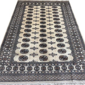 5.6X8 Beige Color Bokhara Rug - 1.70x2.50 Rug - Table Rug - Wool Rug - Living Room Rug - Hand knotted Rug - Area Rug - Washable Rug