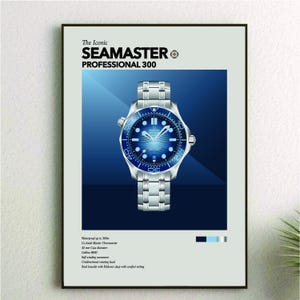 Seria zegarków Iconic&#39; Watch Print - Omega Seamaster Professional 300 - Tarcza w kolorze letniego błękitu