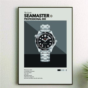 The Iconic Watch Print Series - Omega Seamaster Professional 300 - Black Dial