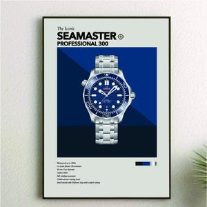 The Iconic Watch Print Series - Omega Seamaster Professional 300 - Blue Dial