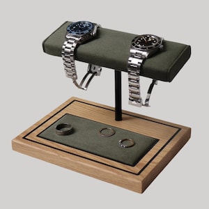 Support pour montre Foxton MKII - Vert forêt et chêne blanc européen
