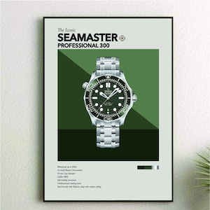 Seria zegarków Iconic&#39; Watch Print - Omega Seamaster Professional 300 - Zielona tarcza „Seaweed”