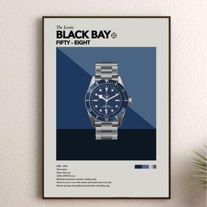 The Iconic Watch Print Series - Tudor Black Bay Fifty-Eight, Blue