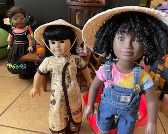 Sombrero cónico asiático para lluvia o sol, para muñecas de 20” o más grandes.