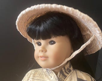 Sombrero cónico asiático para lluvia o sol para muñecas americanas de vinilo de 18”