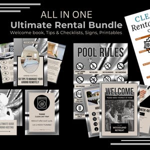 Airbnb Host Bundle Template, Editable Airbnb Signs, Welcome Book Template, Airbnb Cleaning Checklist, Inventory Checklist, VRBO Host Bundle