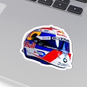 Max Verstappen Red Bull Helmet Sticker, Formula 1 Fan Gift, F1 Motorsport Lover, Vinyl Decal for Notebook Laptop Car, Merch, Racing Decor