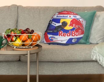 Max Verstappen Red Bull F1 Helmet Pillow, Formula 1 Fan Gift, Motorsport Lover, Merch, Racing Home Decor, Race Memorabilia, Gift for Friends