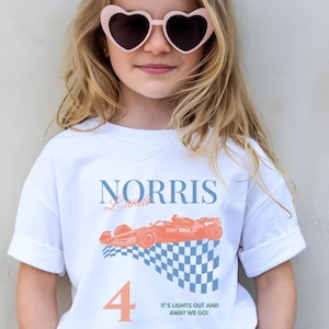 ランド・ノリス マクラーレン Tシャツ、F1ファンへのギフト、F1レトロキッズTシャツ、ユースレーシンググッズ、娘、息子、子供、姪へのモータースポーツギフト