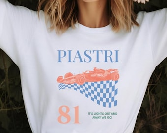 Oscar Piastri McLaren T-Shirt, Formula 1 Fan Gift, F1 Retro Unisex Tee, F1 Racing Merch, Motorsport Gift For Daughter, Boyfriend, Dad, Son