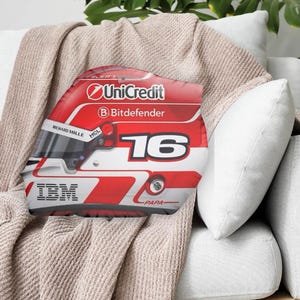 Charles Leclerc Ferrari F1 Helmet Pillow, Formula 1 Fan Gift, Motorsport Lover, Merch, Racing Home Decor, Race Memorabilia, Gift for Son