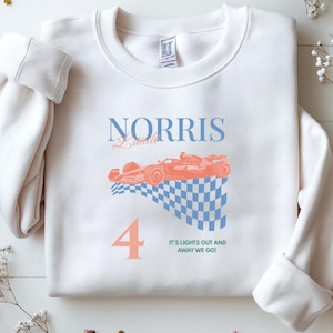 Lando Norris McLaren Sweatshirt, Formula 1 Fan, F1 Retro Unisex Crewneck, Vintage Racing Merch, Motorsport Gift Dad, Daughter, Boyfriend