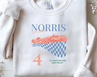Lando Norris McLaren Sweatshirt, Formula 1 Fan, F1 Retro Unisex Crewneck, Vintage Racing Merch, Motorsport Gift Dad, Daughter, Boyfriend