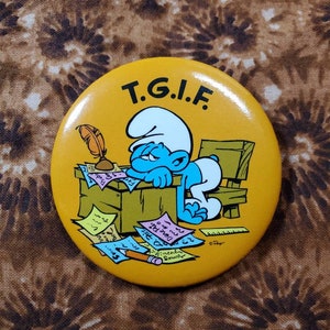 Vintage Smurf Button