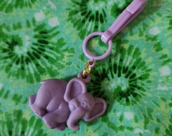 Vintage 80's Bell Charm Rubber Elephant