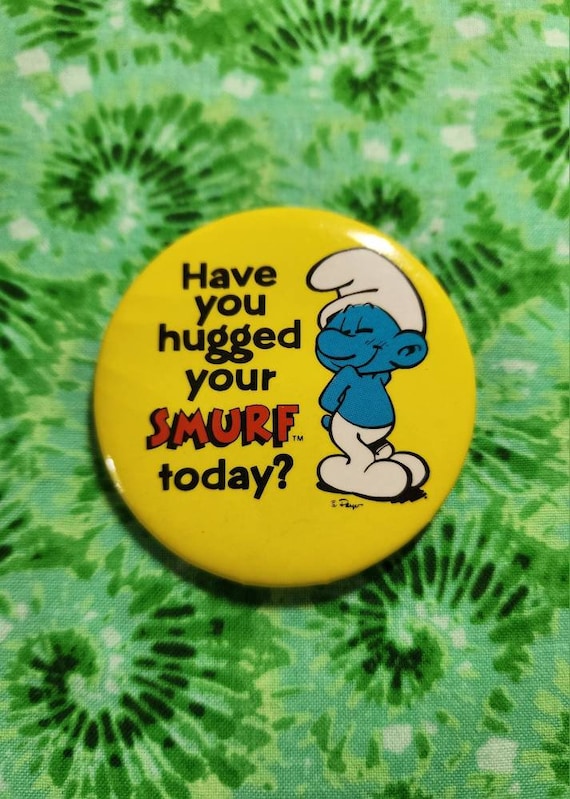 New Vintage Smurf Button
