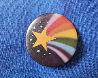 Botón vintage de estrella arcoíris