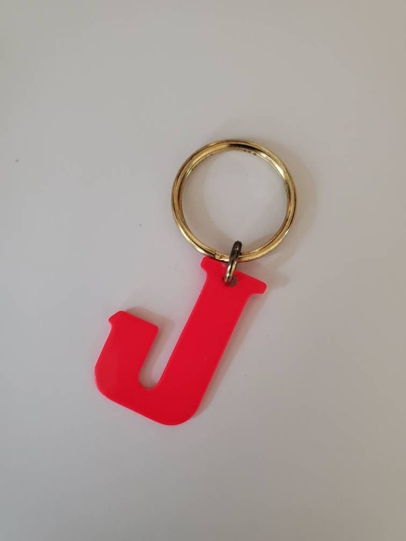 Initial Keychain Brass, Personalized Keychain, Retro Monogram Keychain,  Vintage Letter Keychain 