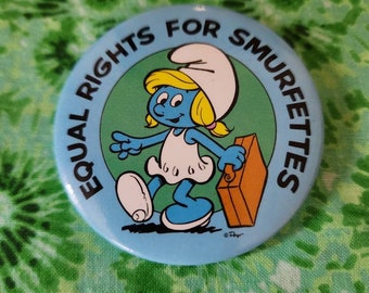 Vintage Smurf Button Pin