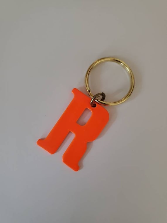 Initial Keychain Brass, Personalized Keychain, Retro Monogram Keychain,  Vintage Letter Keychain 