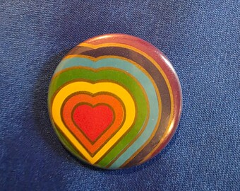 Vintage 80's Rainbow Button