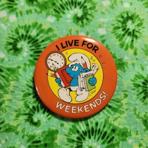 New Vintage Smurf Button