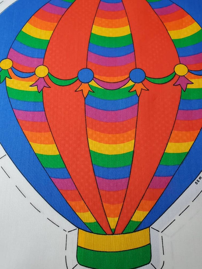 Vintage Hotair Balloon Panel Fabric Etsy