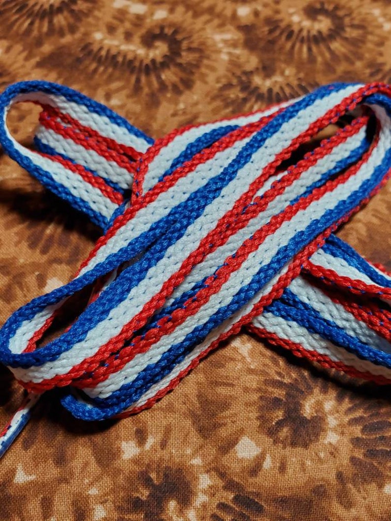 Vintage Red White & Blue Shoelaces Etsy
