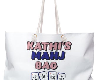 Mahjong Weekender Bag, Customizable Travel Duffle for Mahjong Enthusiasts, Personalized Weekend Bag, Overnight Tote, Custom Name Gym Bag