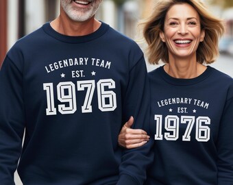 50th Anniversary Gift Sweatshirt, Legendary Team Est 1976 Varsity Crewneck, Vintage 1976 Shirt, Couples Anniversary Gift