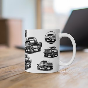 Alter LKW-Liebhaber Becher, inspirierte Kunst der Ford F-Serie, Vintage LKW-Liebhaber Geschenk, alte LKW-Kunst, Tasse für ihn, Vatertagsgeschenk