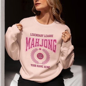 Mahjong Crewneck Sweatshirt, Customizable, Fun Gift for Mahjong Groups, Mahjong Lover Gift, Mahjong Group Sweatshirt, Mahjong Unisex Sweater