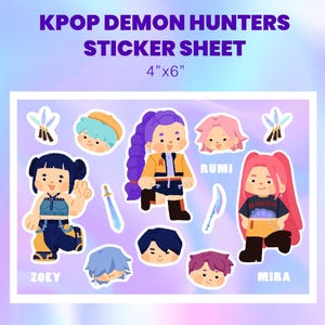 KPOP Demon Hunters Sticker Sheet | Rumi Mira Zoey | Saja Boys Custom Sticker | Huntr/x | KDH Sticker