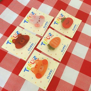 Cute Hair Clips | Carrot Tomato Cat Bunny Bear | 2&quot; Kawaii Barrettes