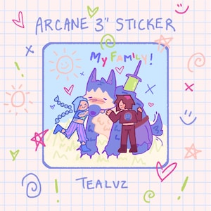 Arcane Sticker Jinx Vi Warwick | League of Legends | Square Vinyl Custom Sticker Gift
