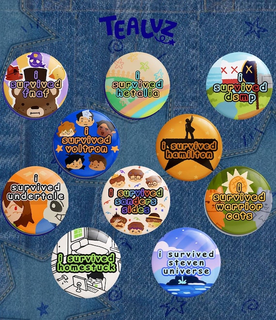 Nostalgia Fandom Buttons | FNAF Undertale Hetalia Voltron Warrior Cats DSMP | 1.5"