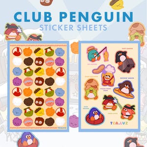 Club Penguin Sticker Sheet | Deco Puffles | Minigames | 4&quot;x6&quot; | Sticker Pack