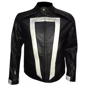 Custom Tailored Men's Ghost Rider Agent Of Shield Biker Genuine Leather Jacket