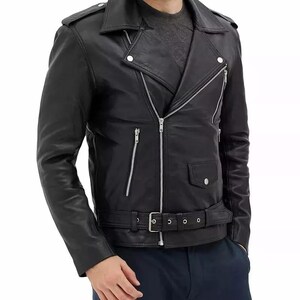 Blouson en cuir véritable classique robuste sur mesure pour motard motard