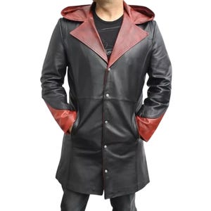 Custom Tailored Devil May Cry Dante Black Genuine Sheepskin Leather Coat
