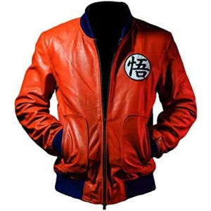 Custom Tailored Men’s Orange Lambskin Leather Bomber Jacket – Handmade Anime-Inspired with Emblem Patch