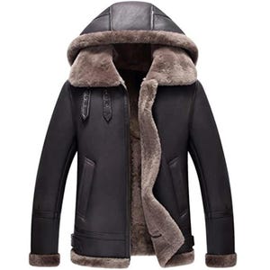 Chaqueta bomber de piel de oveja B3 para hombre, confeccionada a medida: abrigo de aviador con forro de piel.